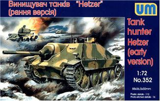 Unimodel Military 1/72 Hetzer Early WWII Hunter Tank w/Self-Propelled Gun Kit