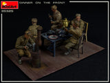 MiniArt Military 1/35 Dinner on the Front: Soviet Soldiers (5) w/Furniture & Accessories Kit