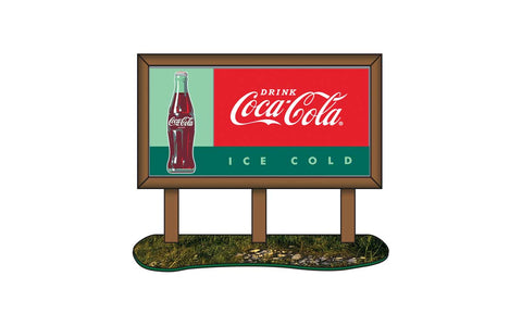 Classic Metal Works HO 1960s Coca-Cola Country Billboard - Red, Green; "Ice Cold" Slogan