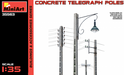 MiniArt Military 1/35 Concrete Telegraph Poles (4 diff. types) Kit