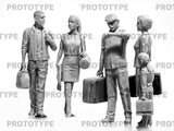 ICM Military 1/35 Chernobyl #5: Evacuation Diorama Set (5 figures w/luggage, house front, base, background) (New Tool) Kit