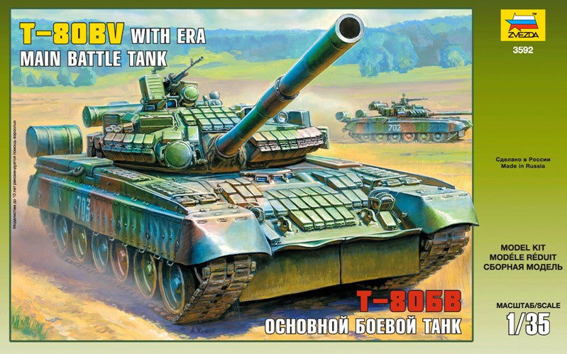 Zvezda Military 1/35 Soviet T80BV Tank w/ERA Kit