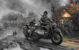 Zvezda Military 1/35 German R12 Motorcycle w/Sidecar & 3 Crew Kit