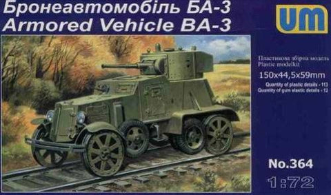 Unimodel Military 1/72 BA3 Soviet Armored Vehicle Kit