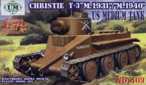 Unimodel Military 1/72 Christie T3 Mod. 1931/1940 US Medium Tank Kit