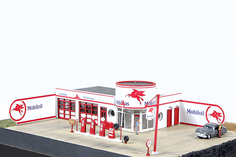 JL Innovative Design N Storm Lake Mobil Vintage Gas Station Laser-Cut Wooden Kit