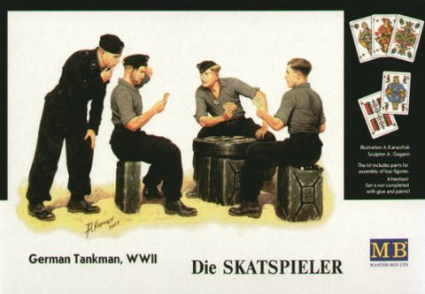 Master Box Ltd 1/35 WWII German Tankmen Skats Players (4) & Jerry Cans (6) Kit