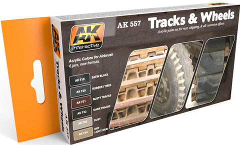 AK Interactive Track & Wheels Acrylic Paint Set (6 Colors) 17ml Bottles