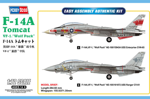 Hobby Boss Aircraft 1/72 F-14A Tomcat Kit