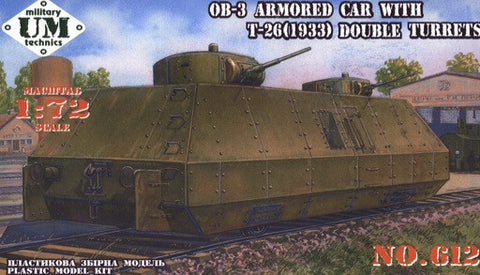 Unimodel Military 1/72 OB3 Armored Railway Car w/T26 Mod.1933 Dbl Turrets Kit