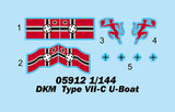 Trumpeter Ship 1/144 German DKM Type VIIC U-Boat Kit