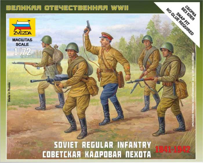 Zvezda Military 1/72 Soviet Regular Infantry 1941-42 Snap Kit