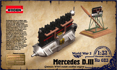 Roden Aircraft 1/32 Mercedes D III WWI Water-Cooled Aircraft Engine Kit