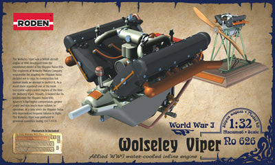 Roden Aircraft 1/32 Wolseley W4A Viper WWI V-Figurative Water-Cooled Aircraft Engine Kit