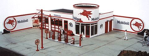 JL Innovative Design HO Storm Lake Mobil Vintage Gas Station Wooden Kit