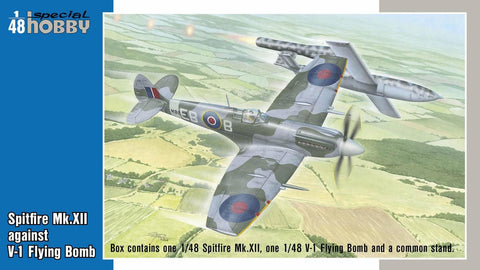 Special Hobby Aircraft 1/48 Spitfire Mk XII Aircraft against Fieseler Fi103 V1 Flying Bomb Aircraft (2) Kits)