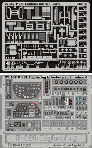 Eduard Details 1/32 Aircraft- P38L Interior for TSM (Painted)