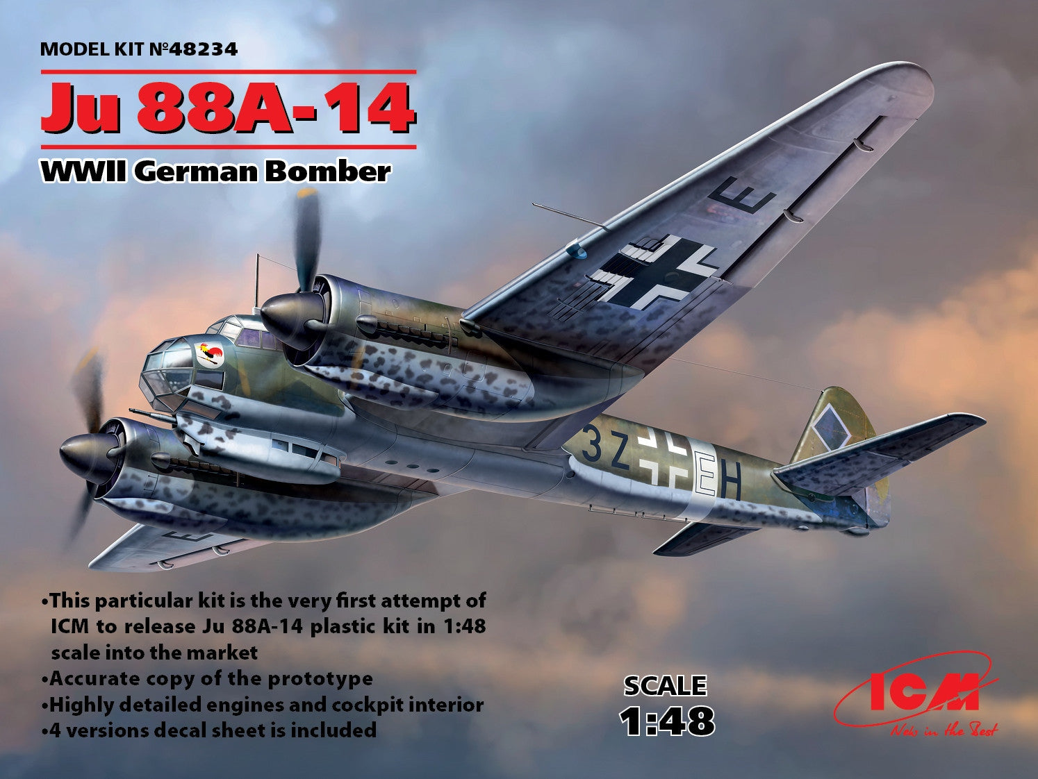 ICM Aircraft 1/48 WWII German Ju88A14 Bomber Kit
