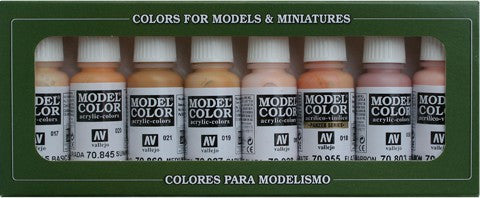 Vallejo Acrylic 17ml Bottle Face & Skin Tones Model Color Paint Set (8 Colors)