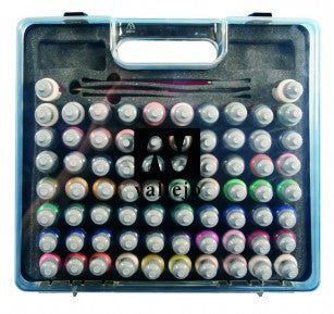 Vallejo Acrylic Panzer Aces Paint Set in Plastic Storage Case (72 Colors & Brushes)