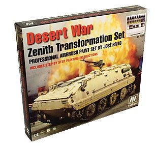 Vallejo Acrylic Desert War Zenith Transformation Pro Paint Set (6 Model Air Colors & Auxiliaries)