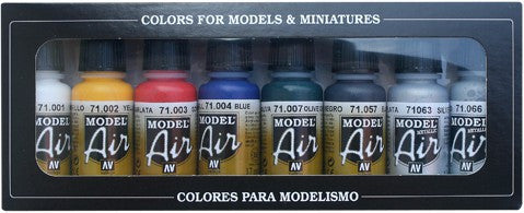 Vallejo Acrylic 17ml Bottle Basic Model Air Paint Set (8 Colors)