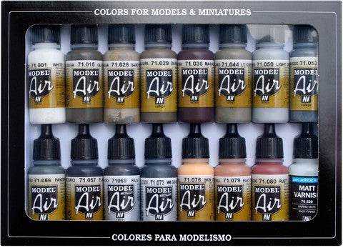Vallejo Acrylic 17ml  Bottle Weathering Model Air Paint Set (16 Colors)