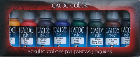Vallejo Acrylic 17ml Bottle Inks Game Color Paint Set (8 Colors)