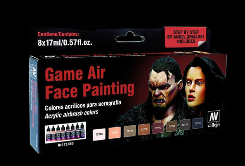 Vallejo Acrylic 17ml Bottle Face Painting (Male & Female) Game Air Paint Set (8 Colors)