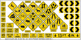 Blair Line HO Highway Signs - Warning #1 1971-Present (Black, Yellow)