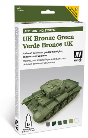 Vallejo Acrylic 8ml Bottle UK Bronze Green AFV Paint Set (6 Colors)