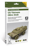 Vallejo Acrylic 8ml Bottle US Vietnam Olive Drab AFV Paint Set (6 Colors)