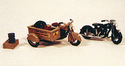 JL Innovative Design HO 1947 Motorcycles (2) 1 w/Sidecar Box Metal Kit