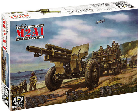 AFV Club Military 1/35 WWII US 105mm Howitzer M2A1/M2 Carriage Kit