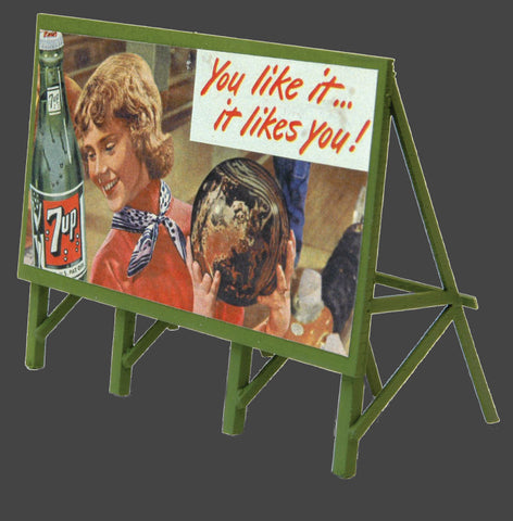 JL Innovative Design HO 1950's 7Up Custom Billboard Sign (Assembled)