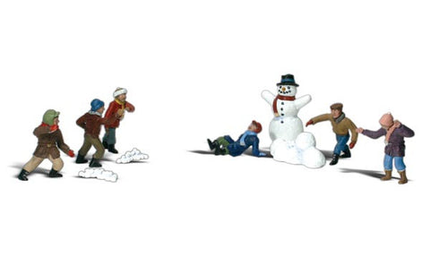 Woodland Scenics N Scenic Accents Snowball Fight (6 Figs & Snowman)