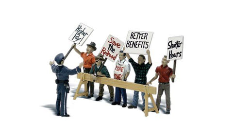 Woodland Scenics N Scenic Accents Picket Line (5 Figs w/Signs & Policeman)