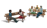 Woodland Scenics N Scenic Accents Outdoor Dining (5 Figures & 2 Picnic Tables)