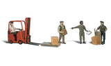 Woodland Scenics O Scenic Accents Workers (4) w/Forklift & Crates