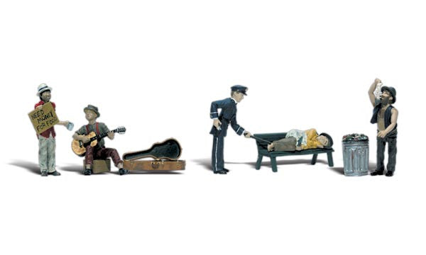 Woodland Scenics O Scenic Accents Park Bums & Police Officer (5)