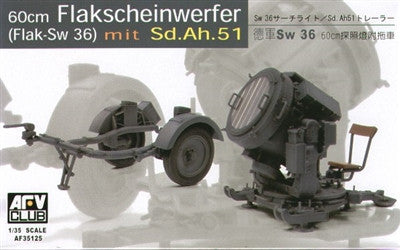 AFV Club Military 1/35 60cm Flak Sw 36 Spotlight w/SdAh51n Trailer Kit