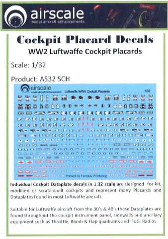 Airscale Details 1/32 WWII Luftwaffe Cockpit Placards & Dataplates (Decal)