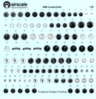 Airscale Details 1/32 WWI Allied & German Instrument Dials (Decal)