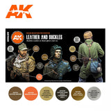 AK Interactive 	Figures Series: Leather & Buckles Acrylic Paint Set (6 Colors) 17ml Bottles