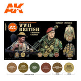 AK Interactive Figure Series: Figures Series: WWII British Uniforms Acrylic Paint Set (6 Colors) 17ml Bottles