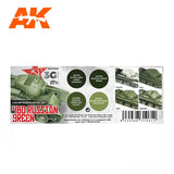 AK Interactive Modulation Series: 4BO Russian Green Acrylic Paint Set (4 Colors) 17ml Bottles