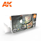 AK Interactive 	Cars & Civil Vehicles Series: Black & Cream White Interiors Acrylic Paint Set (6 Colors) 17ml Bottles