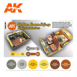 AK Interactive Cars & Civil Vehicles Series: Yellow, Brown & Grey Interiors Acrylic Paint Set (6 Colors) 17ml Bottles
