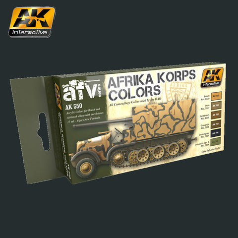 AK Interactive Afrika Korps Camouflage Acrylic Paint Set (6 Colors) 17ml Bottles