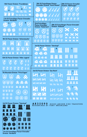 Archer Fine Transfers 1/35 Waffen SS/Panzer Grenadier Div Markings